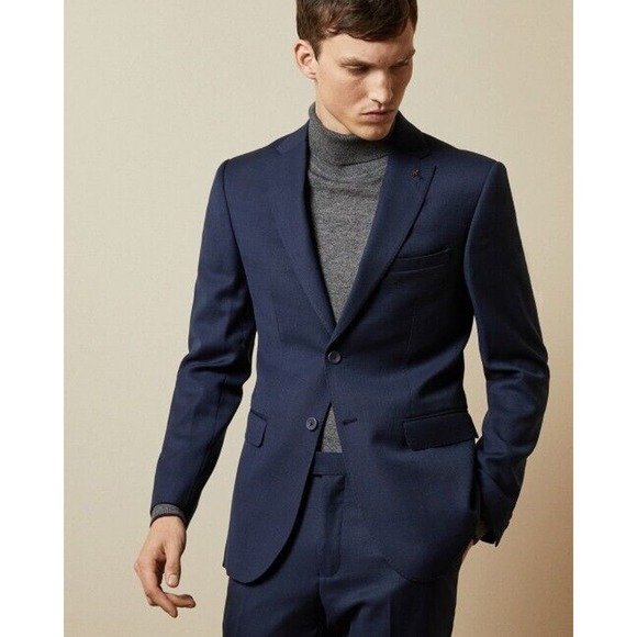NWT Ted Baker Endurance Jarrow CT Wool 36 R Regular Fit $898 Blue Jacket - Picture 3 of 16